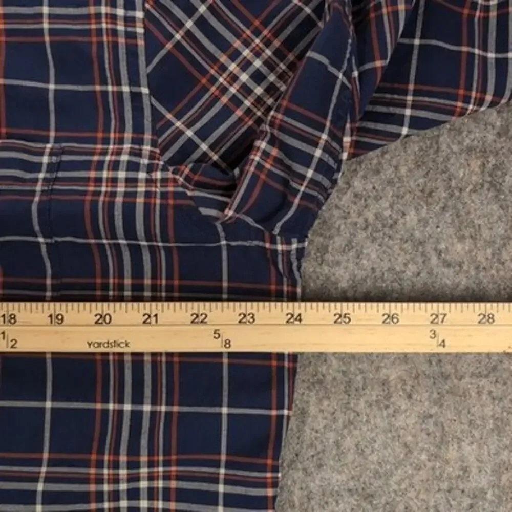Banana Republic Shirt Mens XL Blue Plaid Button Up Long Sleeve Untucked Fit